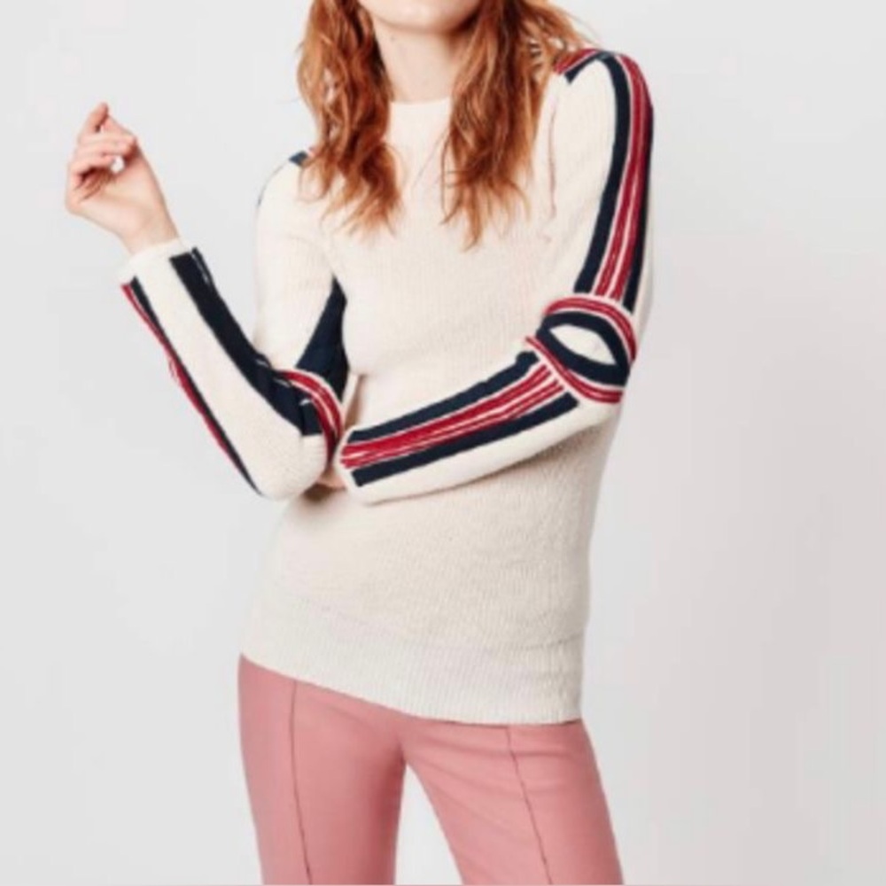 Smythe Alpine Wool Sweater Pow Pow in ecru size M